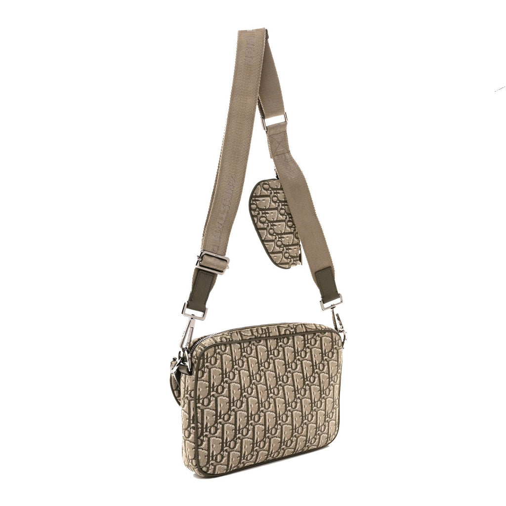 Christian Dior Oblique Saddle Triple Pouch Green