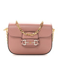 Gucci Azalea Calfskin Crystal GG Monogram Mini Horsebit 1955 Shoulder Bag Pink