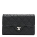 Caviar Quilted Medium Flap Wallet Black