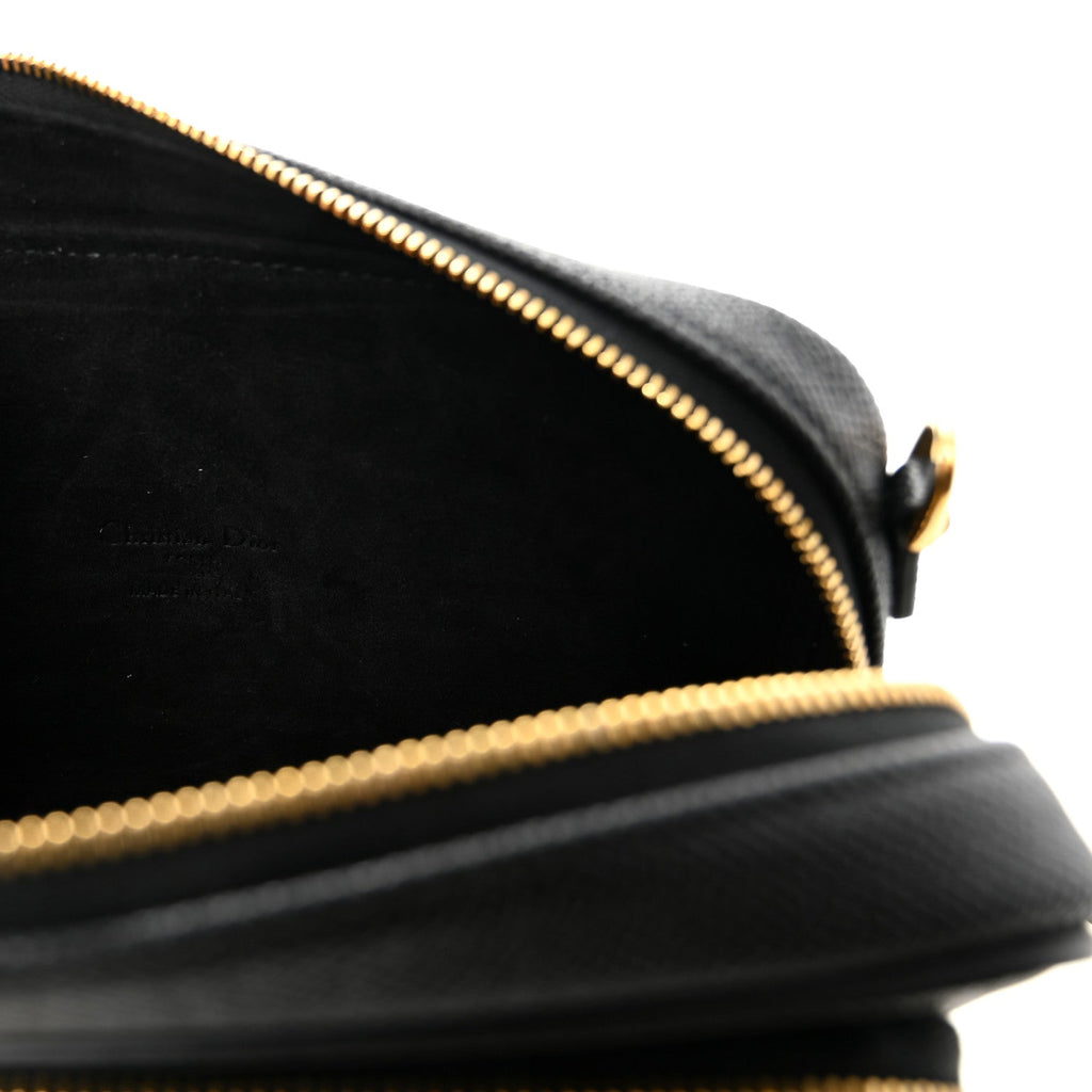 Christian Dior Grained Calfskin Caro Double Pouch Black