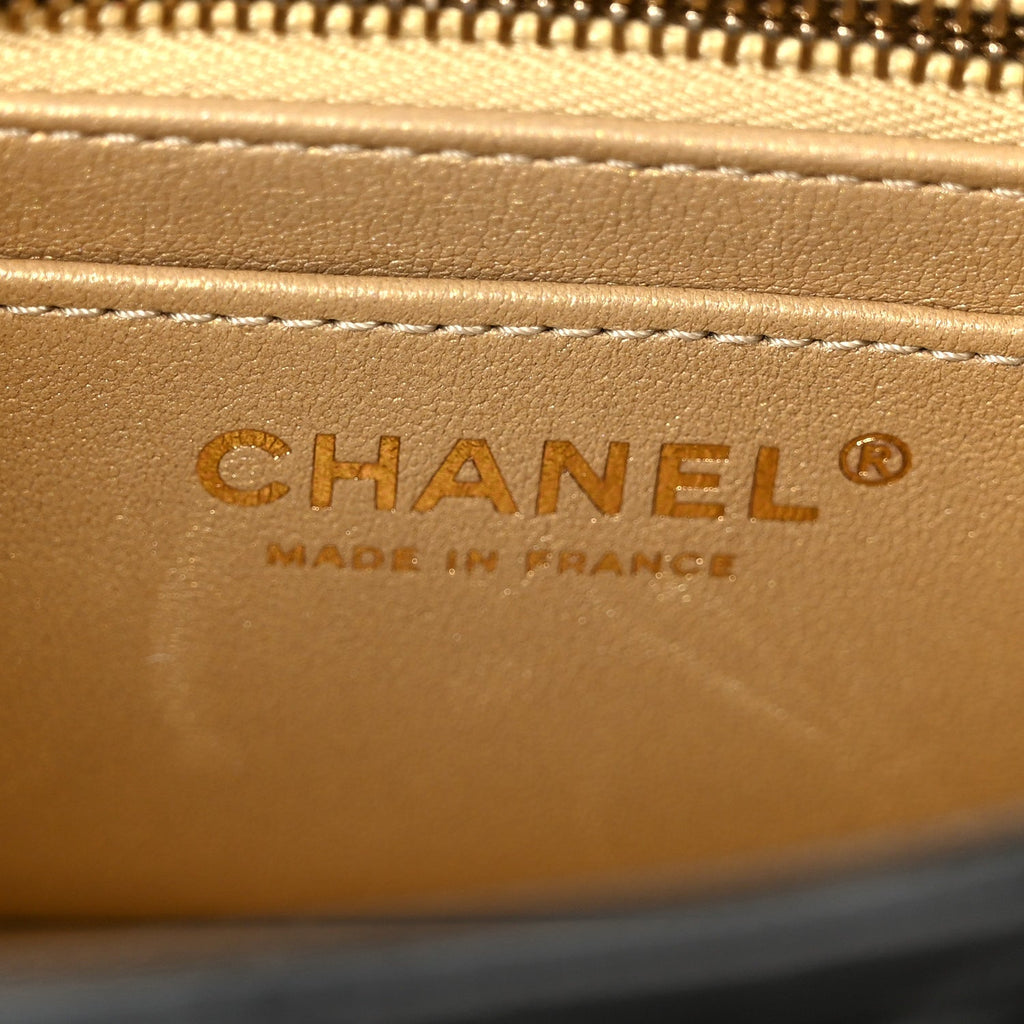 Chanel Lambskin Quilted Mini Rectangular Pearl Crush Flap Black