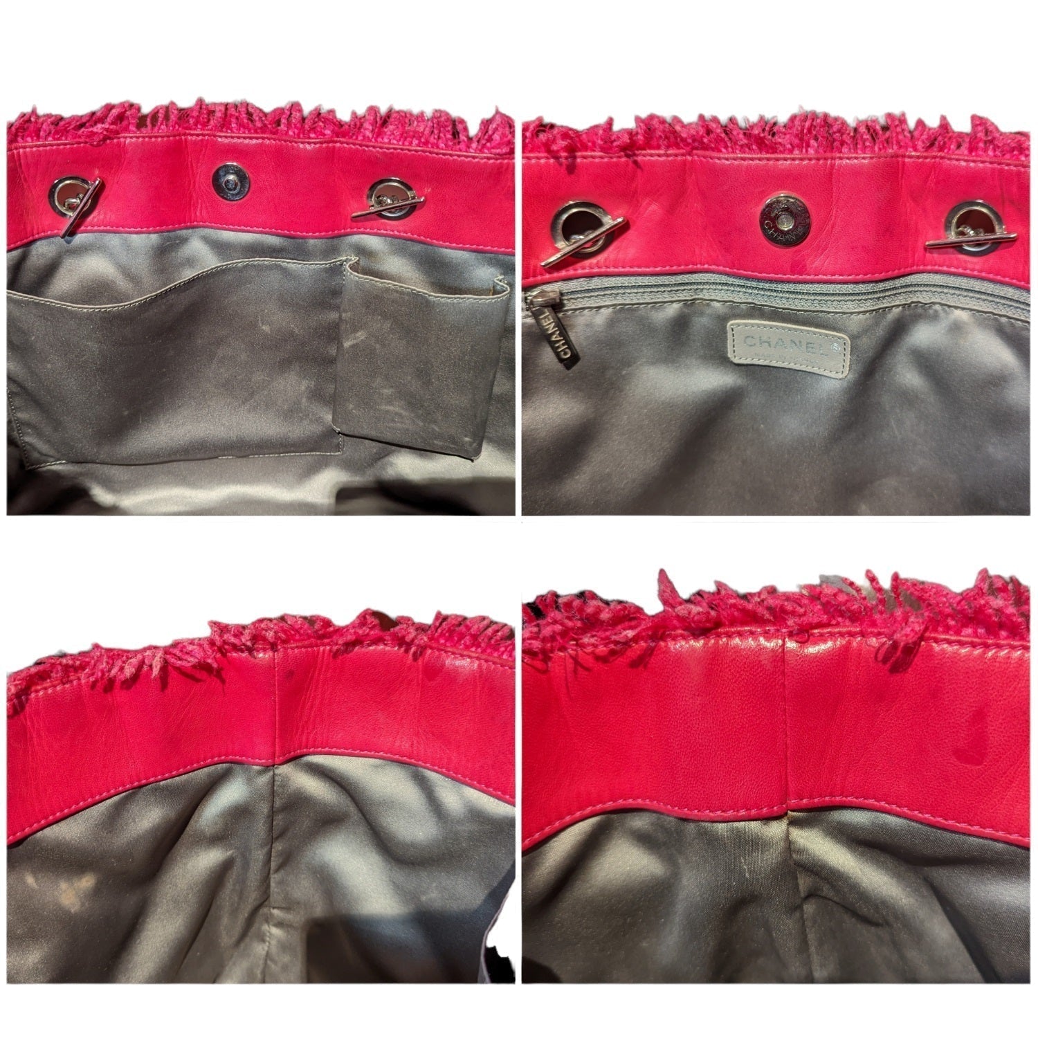 Chanel Vinyl Quilted Funny Tweed Tote Pink