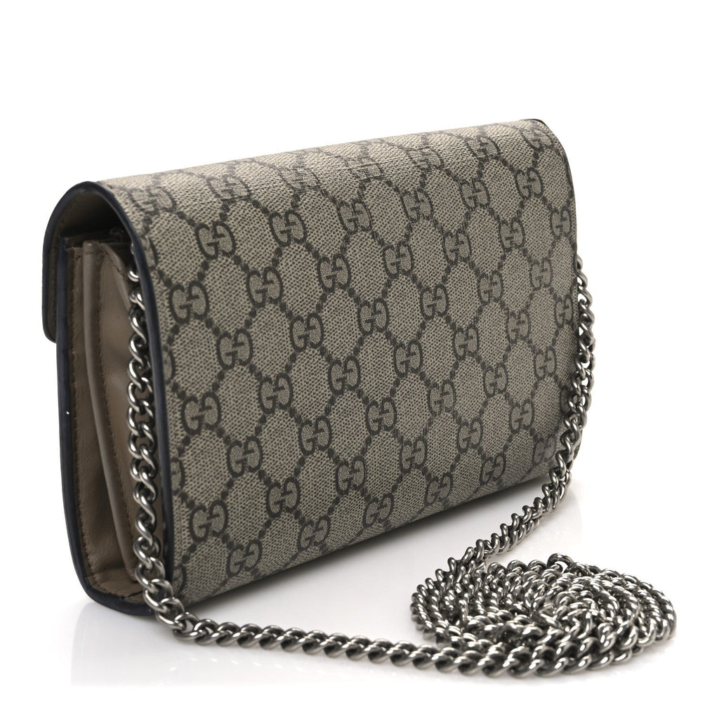 Gucci GG Supreme Monogram Mini Dionysus Chain Wallet Beige Taupe