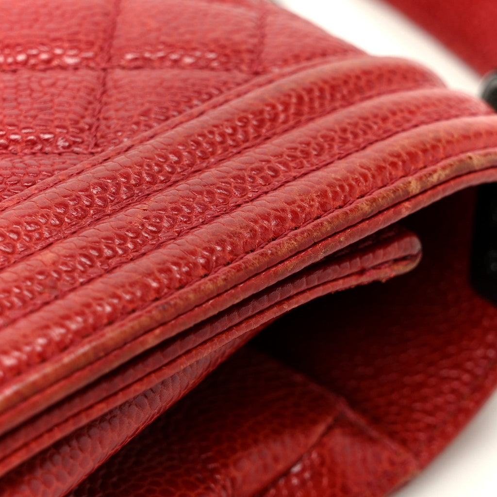 Chanel Caviar Quilted New Medium Boy Flap Dark Red