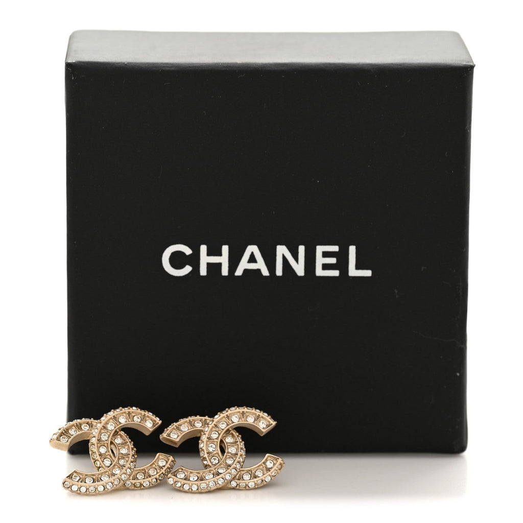 Crystal Timeless CC Earrings Light Gold