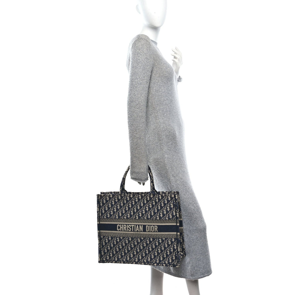 Christian Dior Oblique Large Book Tote Blue Multicolor