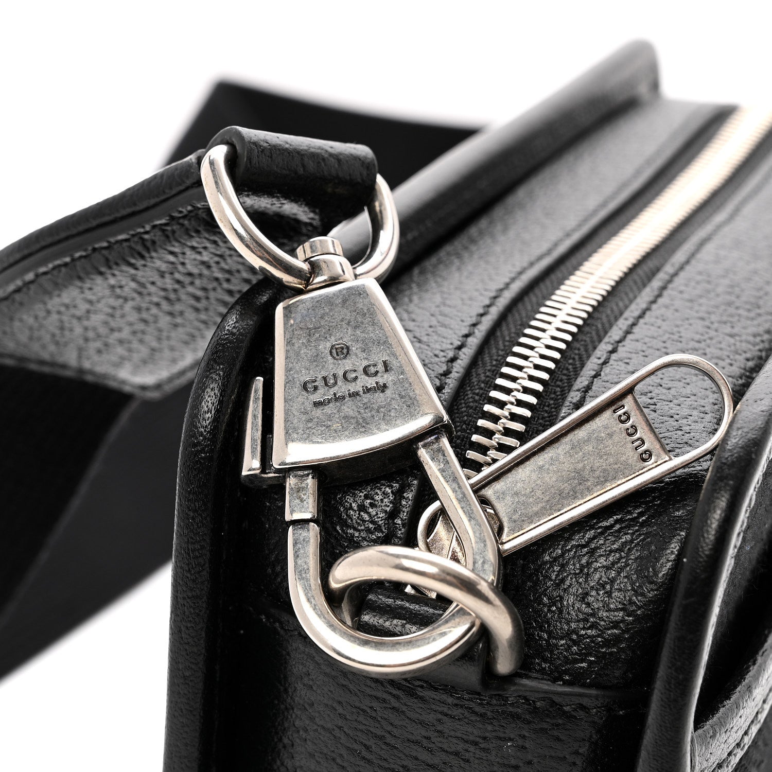 Gucci Monogram Jumbo GG Textured Dollar Calfskin Web Mini Crossbody Bag Black