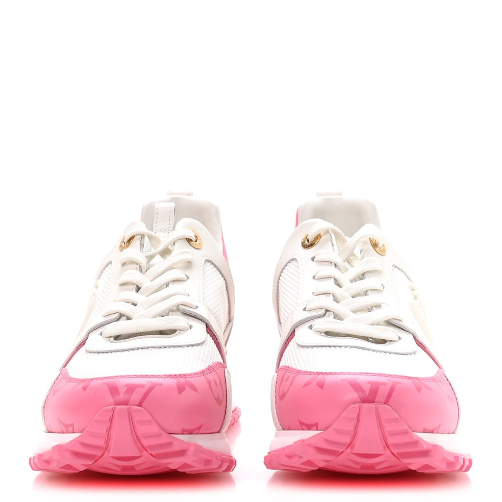 Louis Vuitton Calfskin Monogram Run Away Sneakers 37.5 White Pink