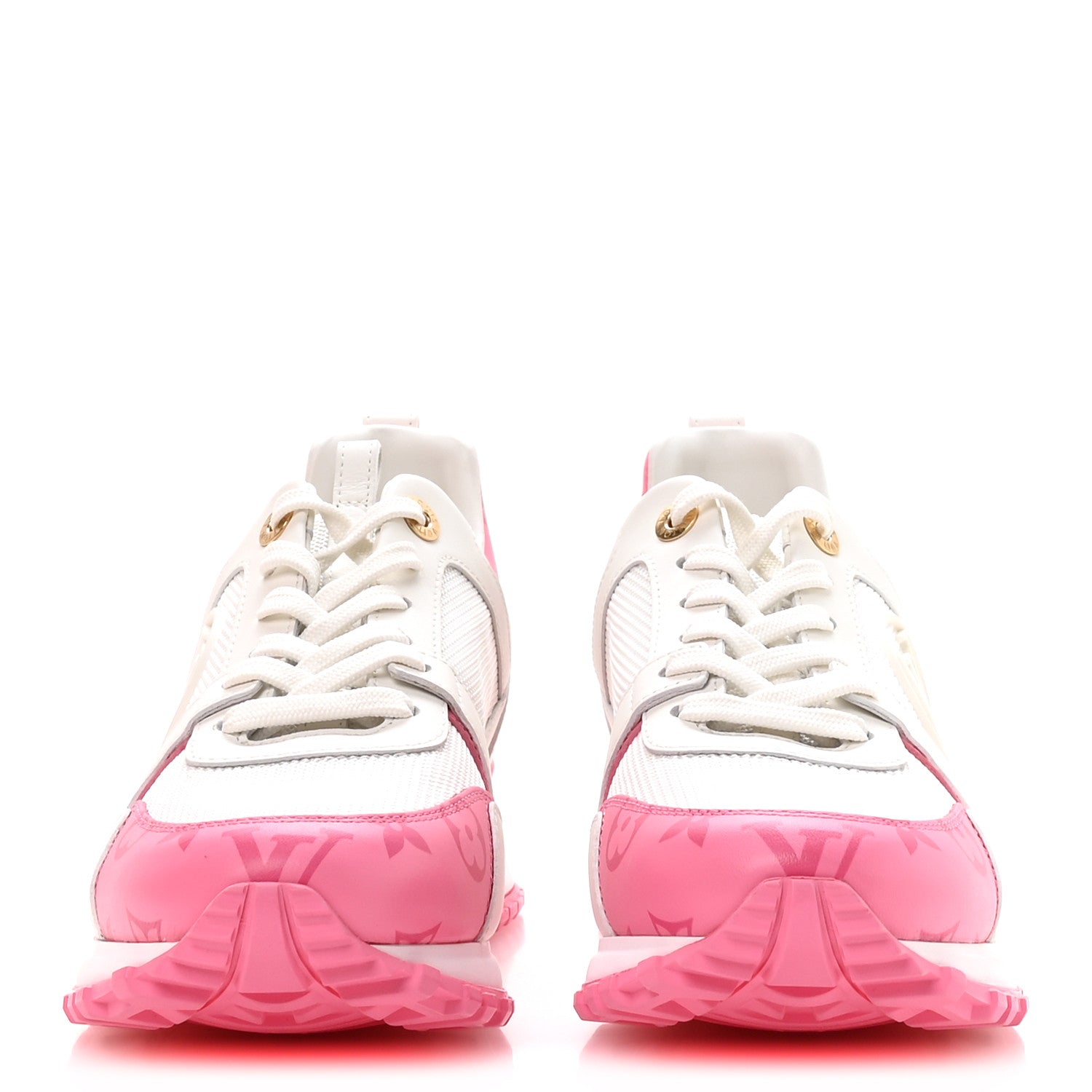 Louis Vuitton Calfskin Monogram Run Away Sneakers 37.5 White Pink