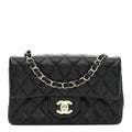 Chanel Lambskin Quilted Mini Rectangular Flap Black