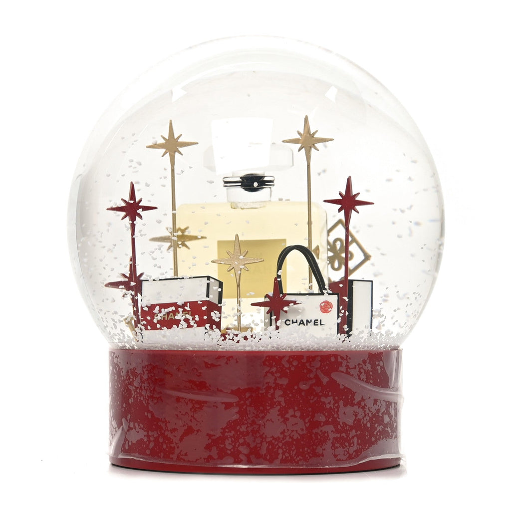Glass N°5 Perfume Bottle Snow Globe Red