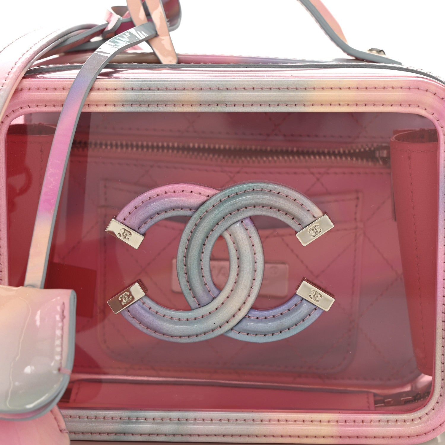 Chanel PVC Lambskin Filigree Small CC Filigree Vanity Case Pink Multicolor