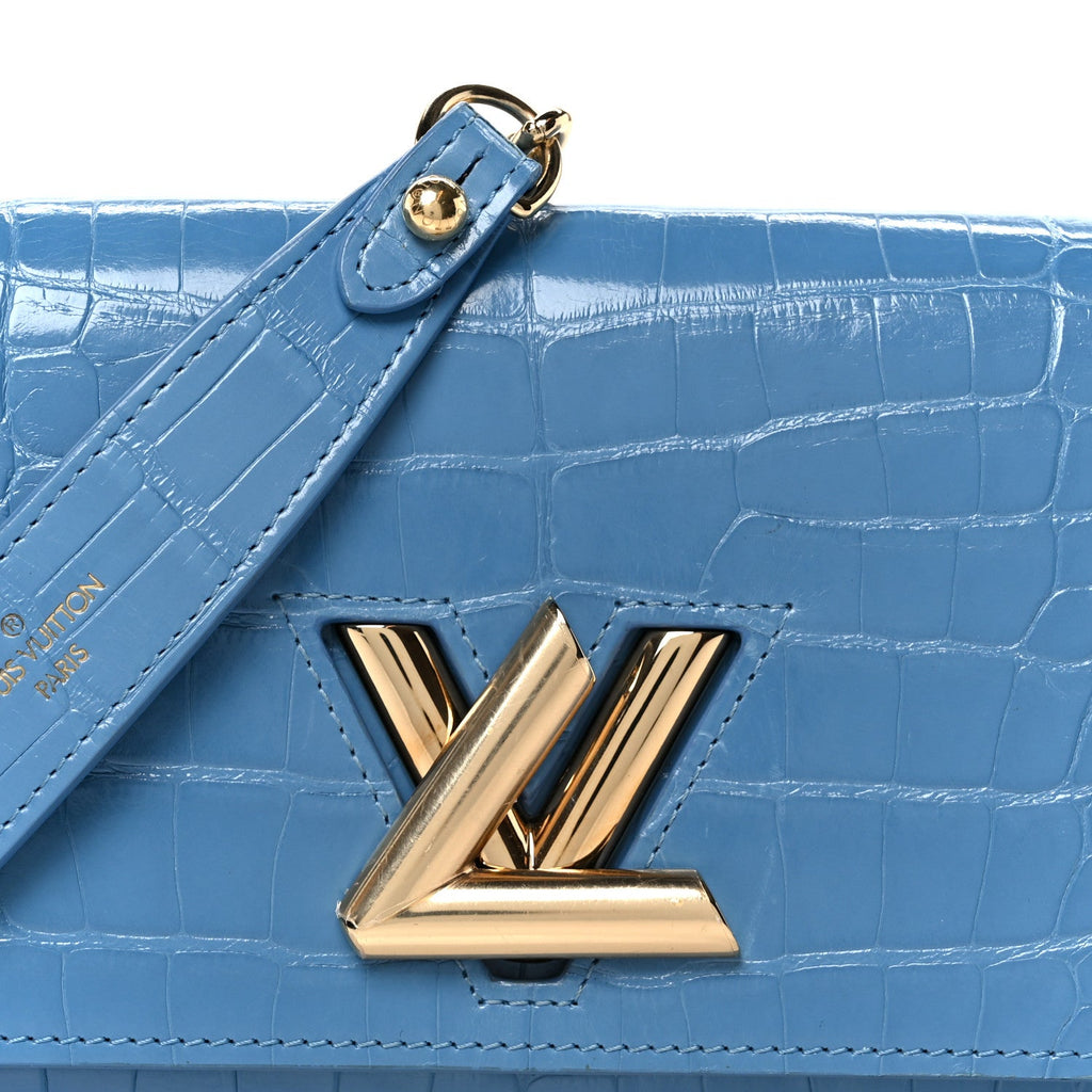 Louis Vuitton Crocodile Twist Chain Wallet Bleuet