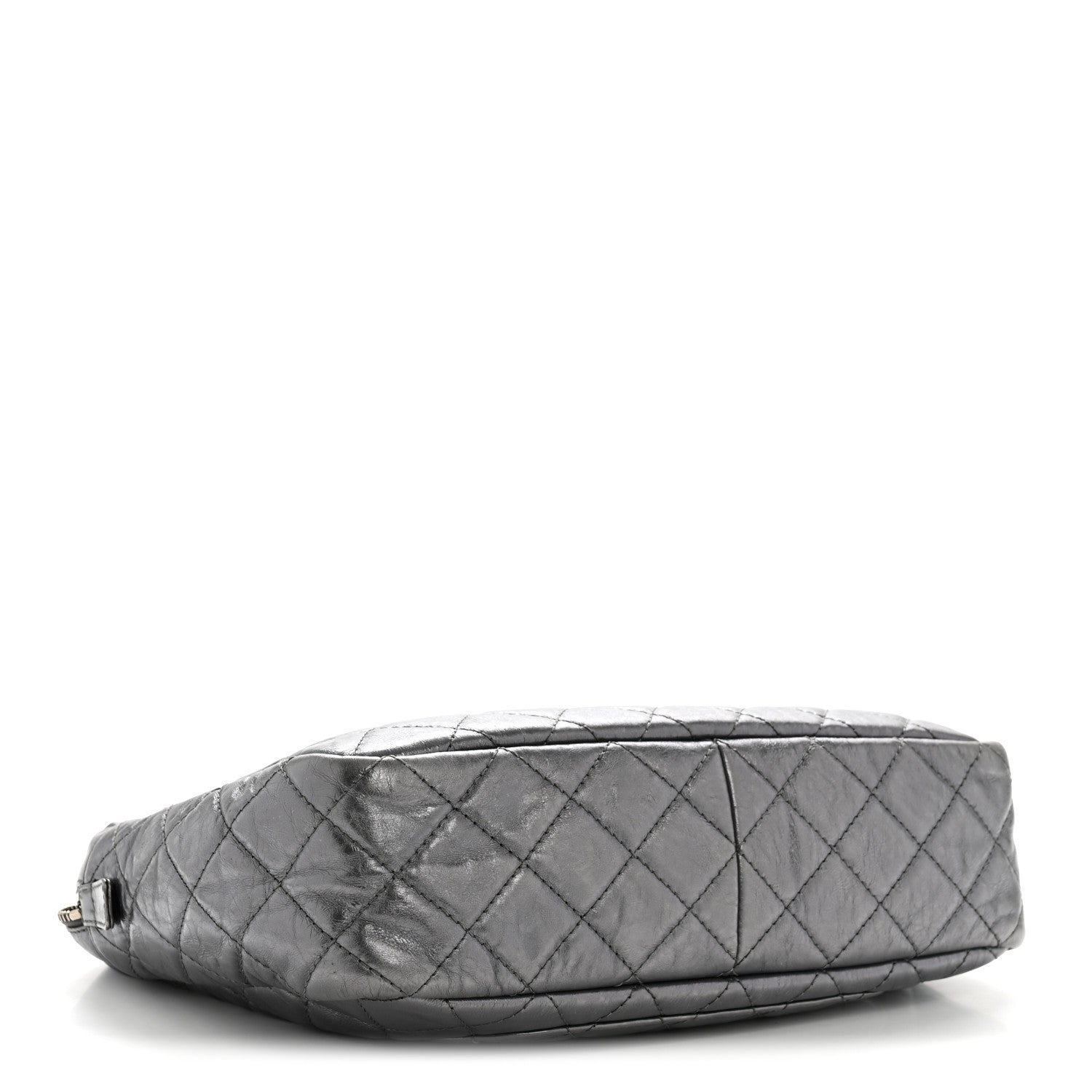 Chanel Metallic Aged Calfskin Quilted Large Reissue Camera Case Silver