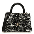 Chanel Lambskin Sequin Beaded Extra Mini Coco Handle Flap Black White
