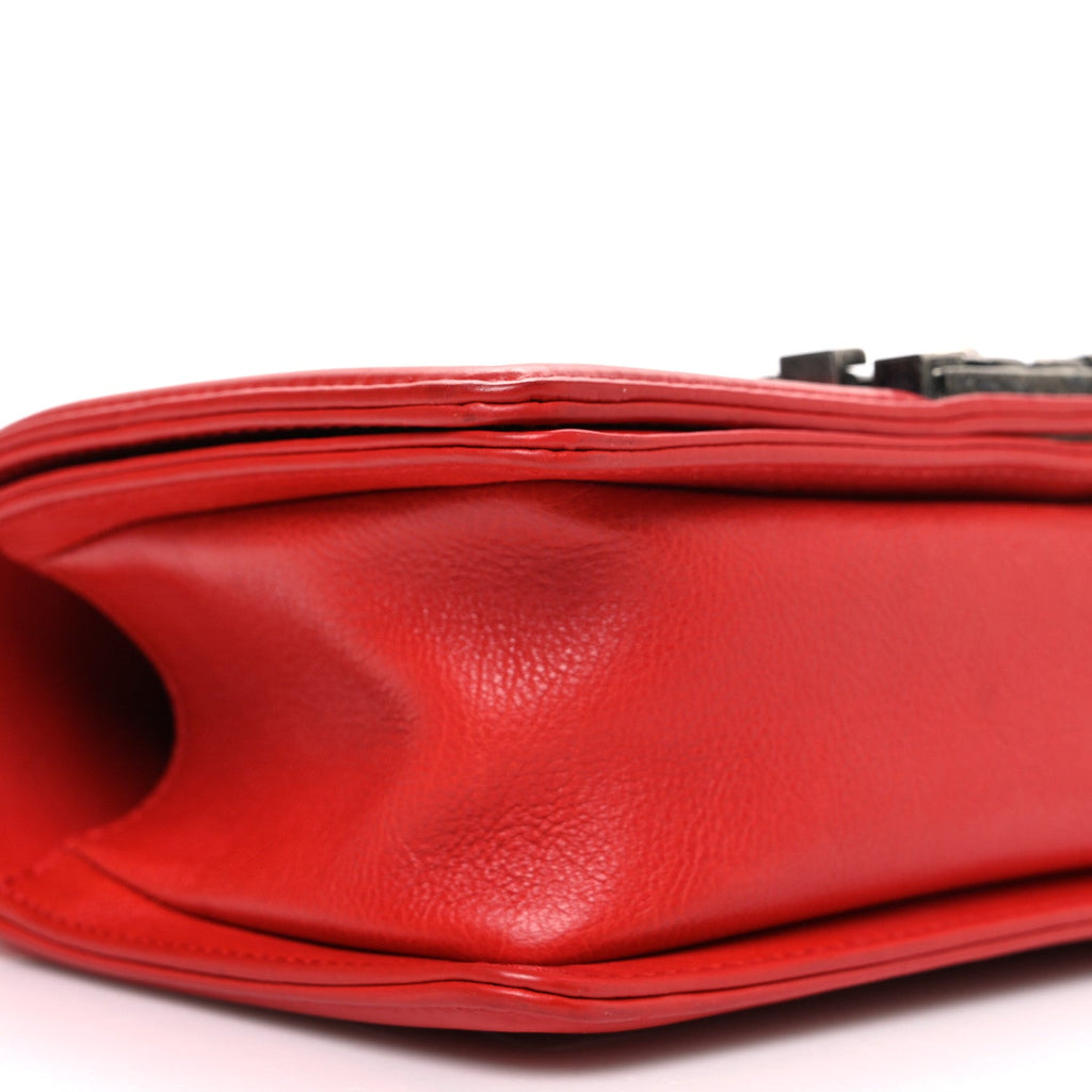 Chanel Calfskin Double Stitch Small Boy Flap Red