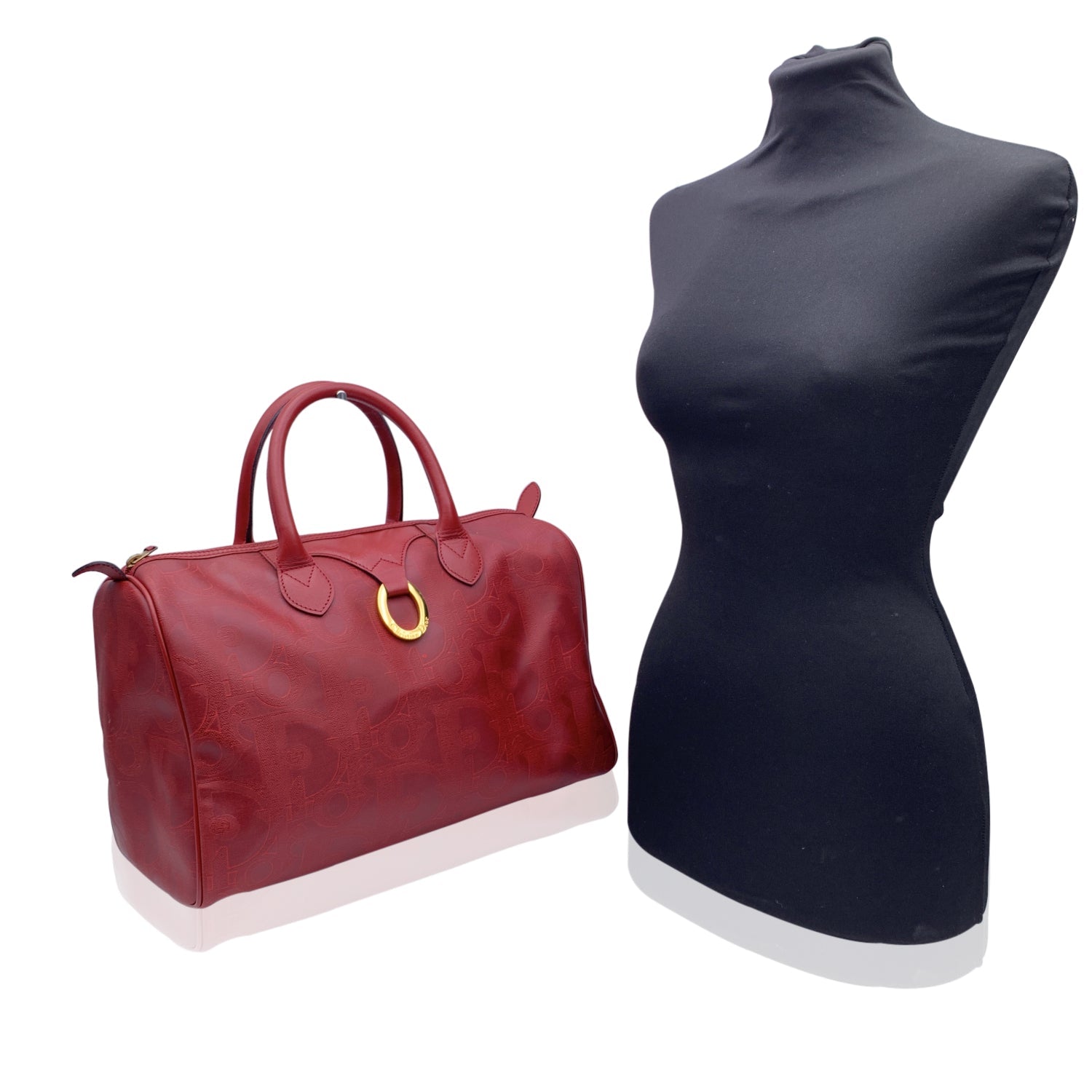 CHRISTIAN DIOR  Red Monogram Duffle Duffel Boston Bag