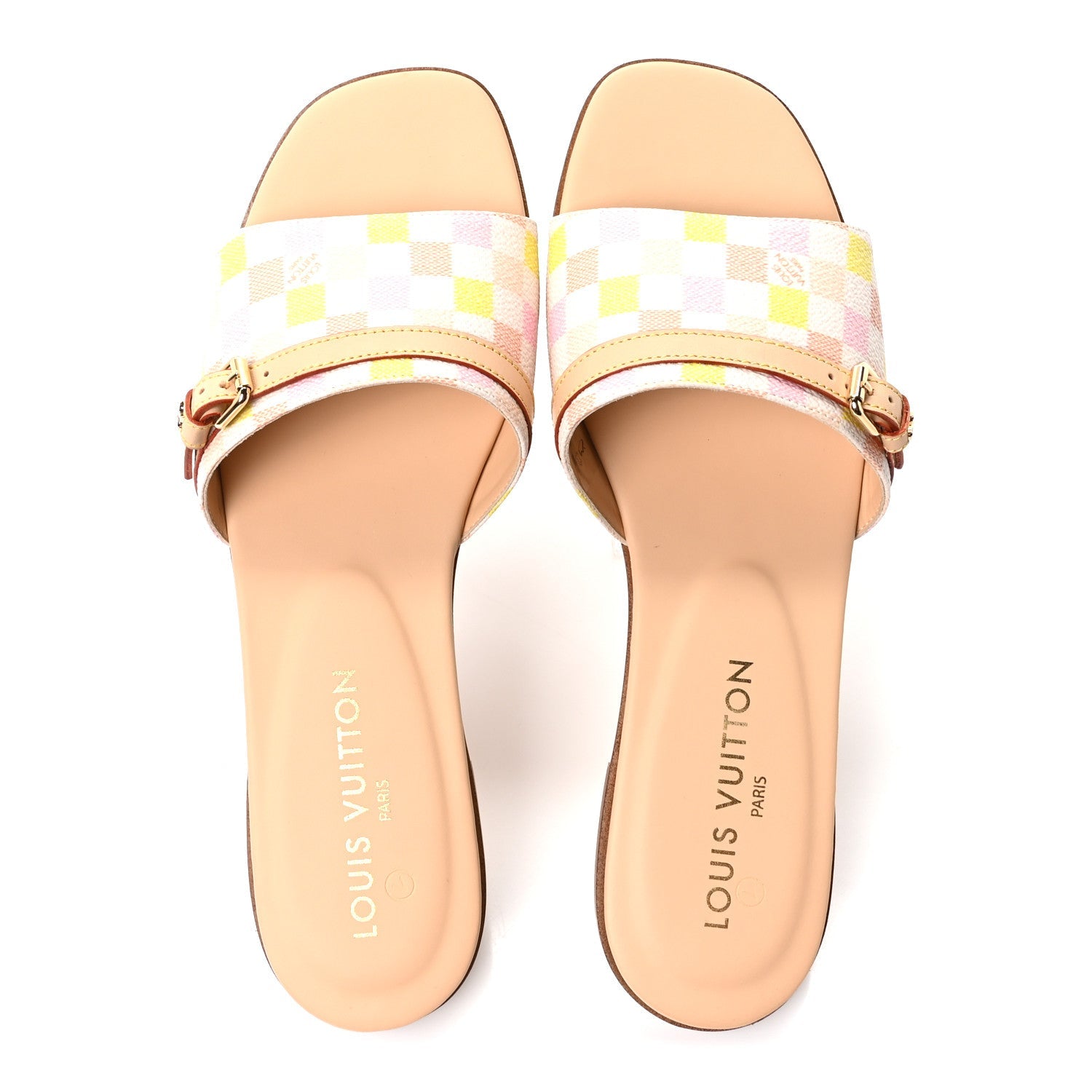 Louis Vuitton Damierlicious Neo Revival Flat Mule Sandals 40 Rose Peach