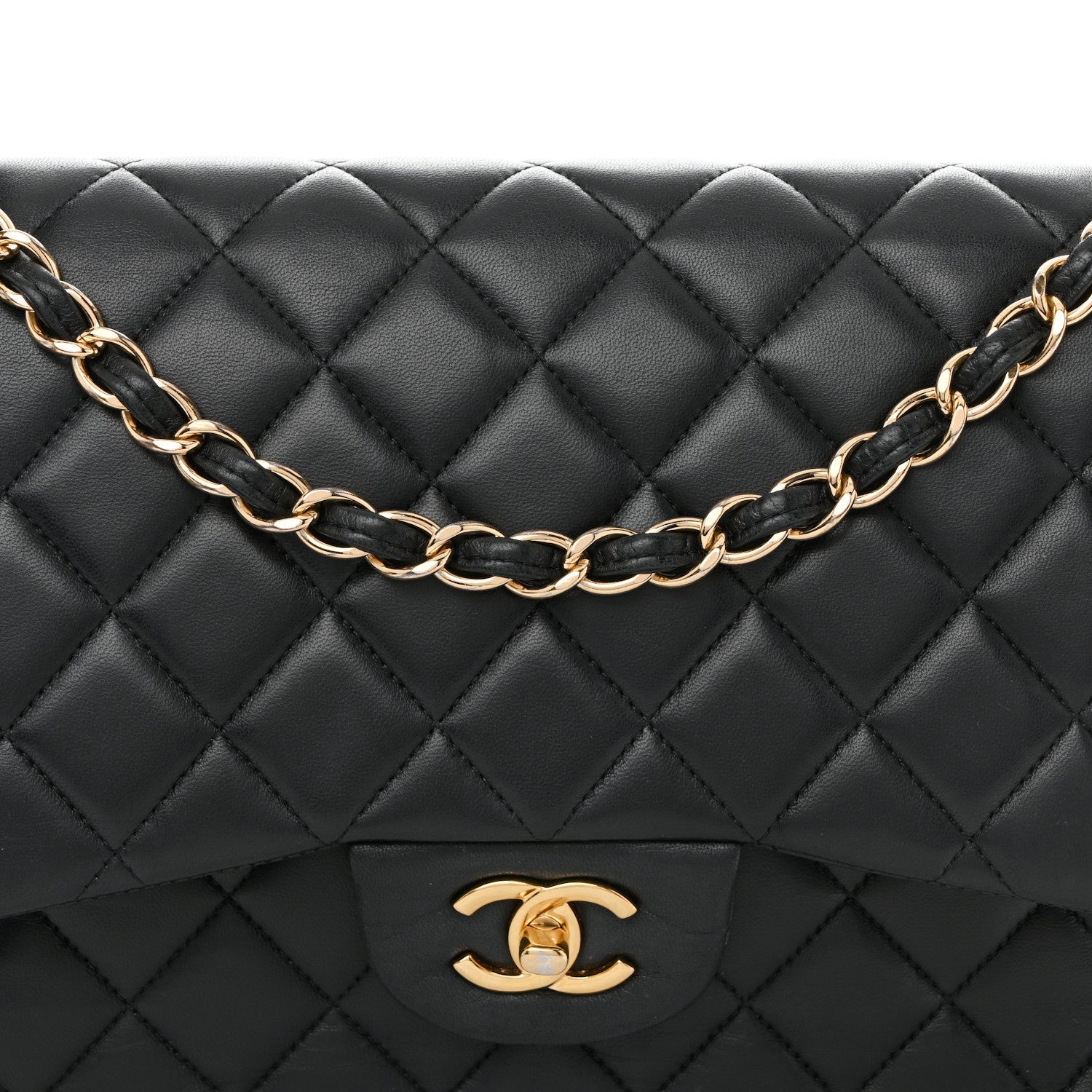 Chanel Lambskin Quilted Jumbo Double Flap Black