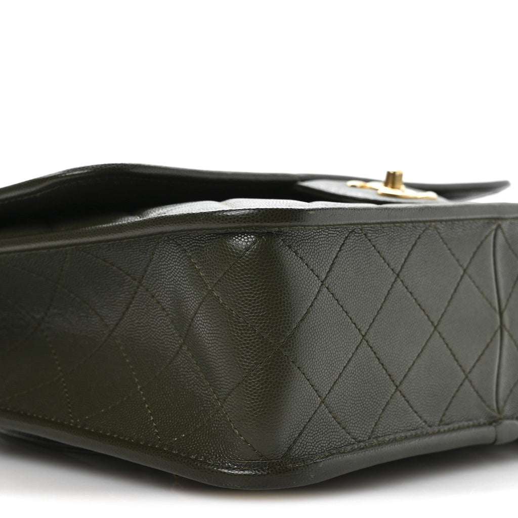 Chanel Caviar Quilted School Memory Backpack Dark Green
