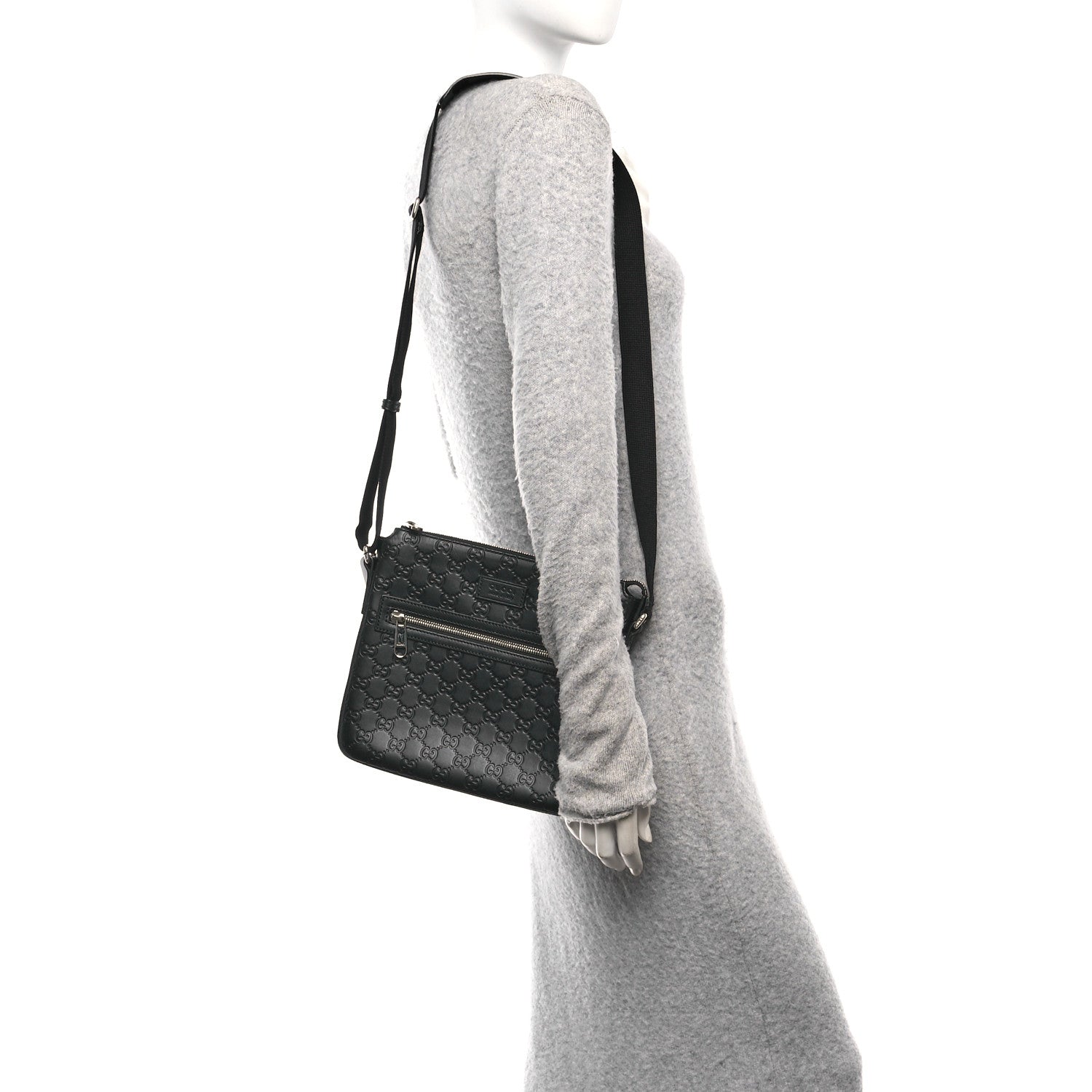 Gucci Guccissima Signature Small Messenger Bag Black