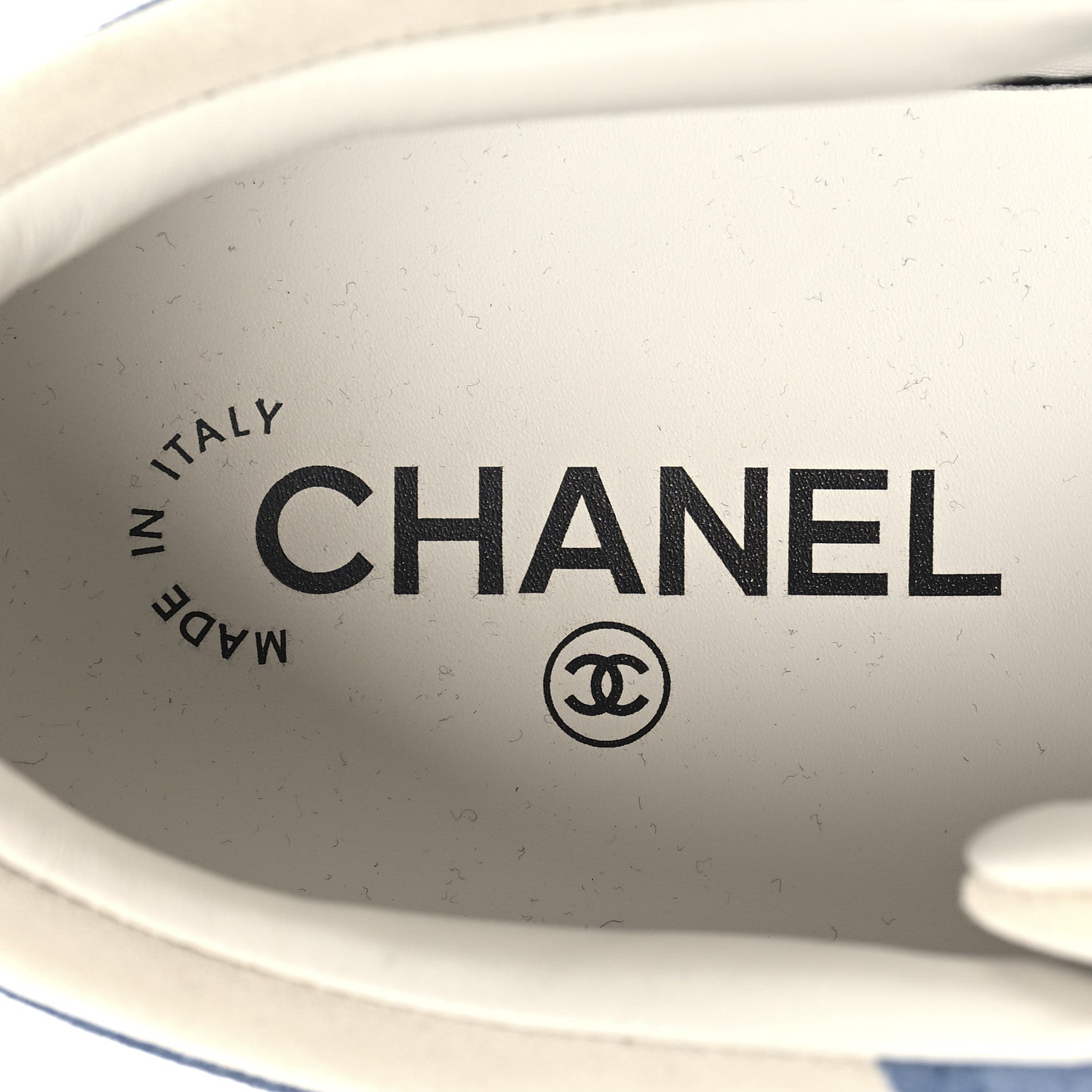 Chanel Suede Kidskin Womens CC Sneakers 39 White Blue