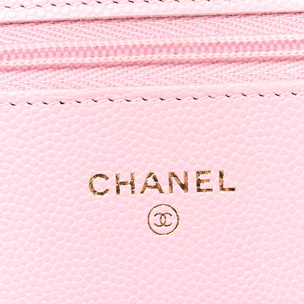 Chanel Caviar Quilted Wallet on Chain WOC Light Pink