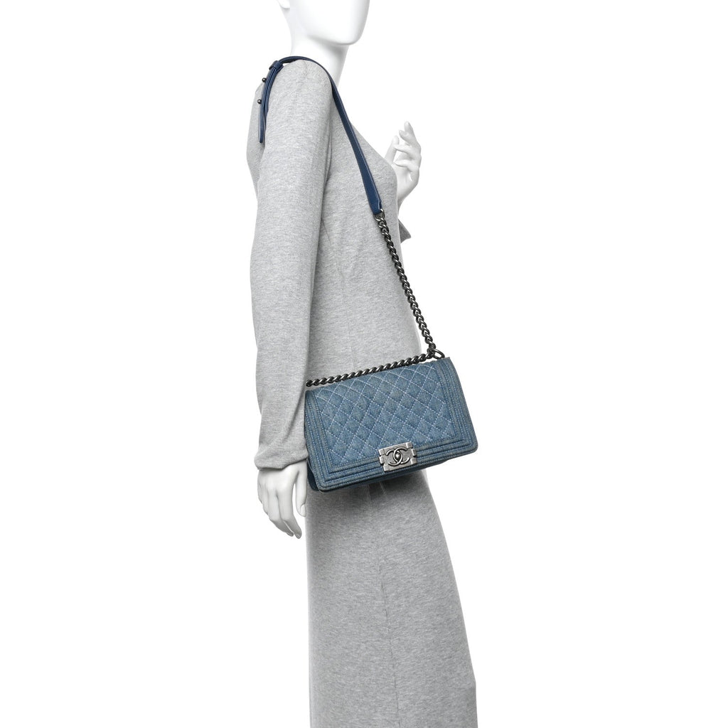 Chanel Denim Quilted Medium Boy Flap Blue
