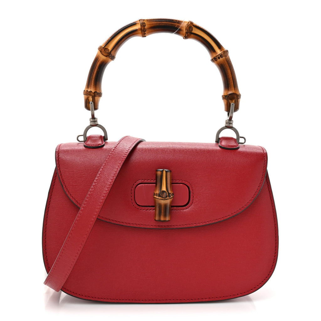 Gucci Shangai Calfskin Small Classic Bamboo Top Handle Bag Romantic Cerise