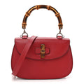 Gucci Shangai Calfskin Small Classic Bamboo Top Handle Bag Romantic Cerise