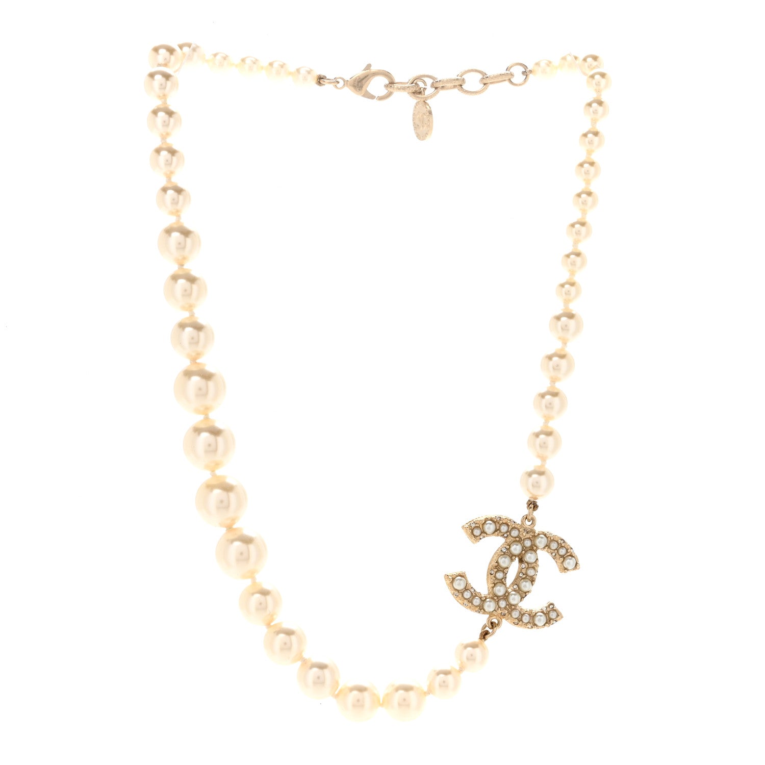 Pearl CC 100th Anniversary Necklace Light Gold