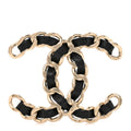 Lambskin Chain CC Brooch Black Gold