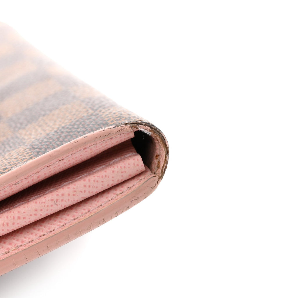 Louis Vuitton Damier Ebene Studded Sarah Wallet NM Rose Ballerine