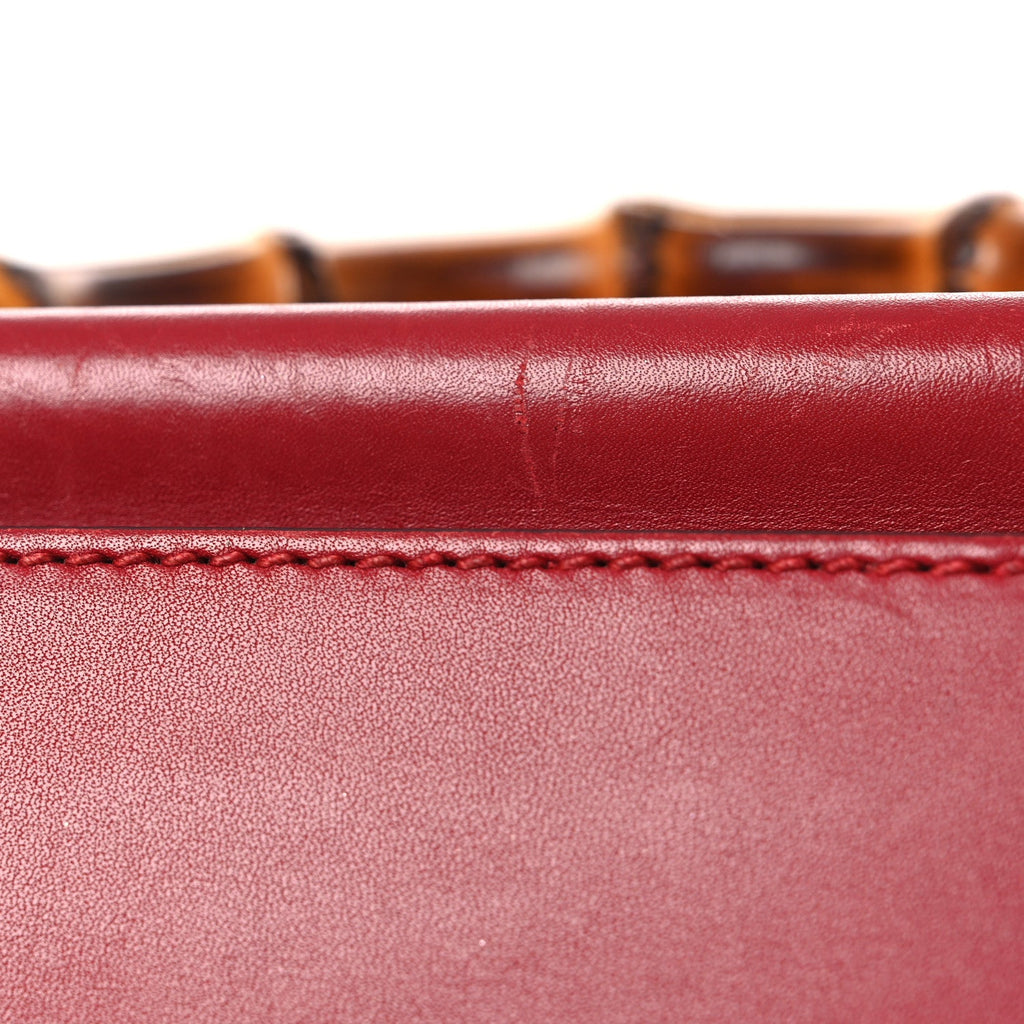 Gucci Nappa Bamboo Web Small Nymphaea Top Handle Bag Hibiscus Red