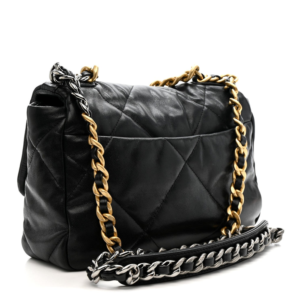 Chanel Goatskin Quilted Medium Chanel 19 Flap Black