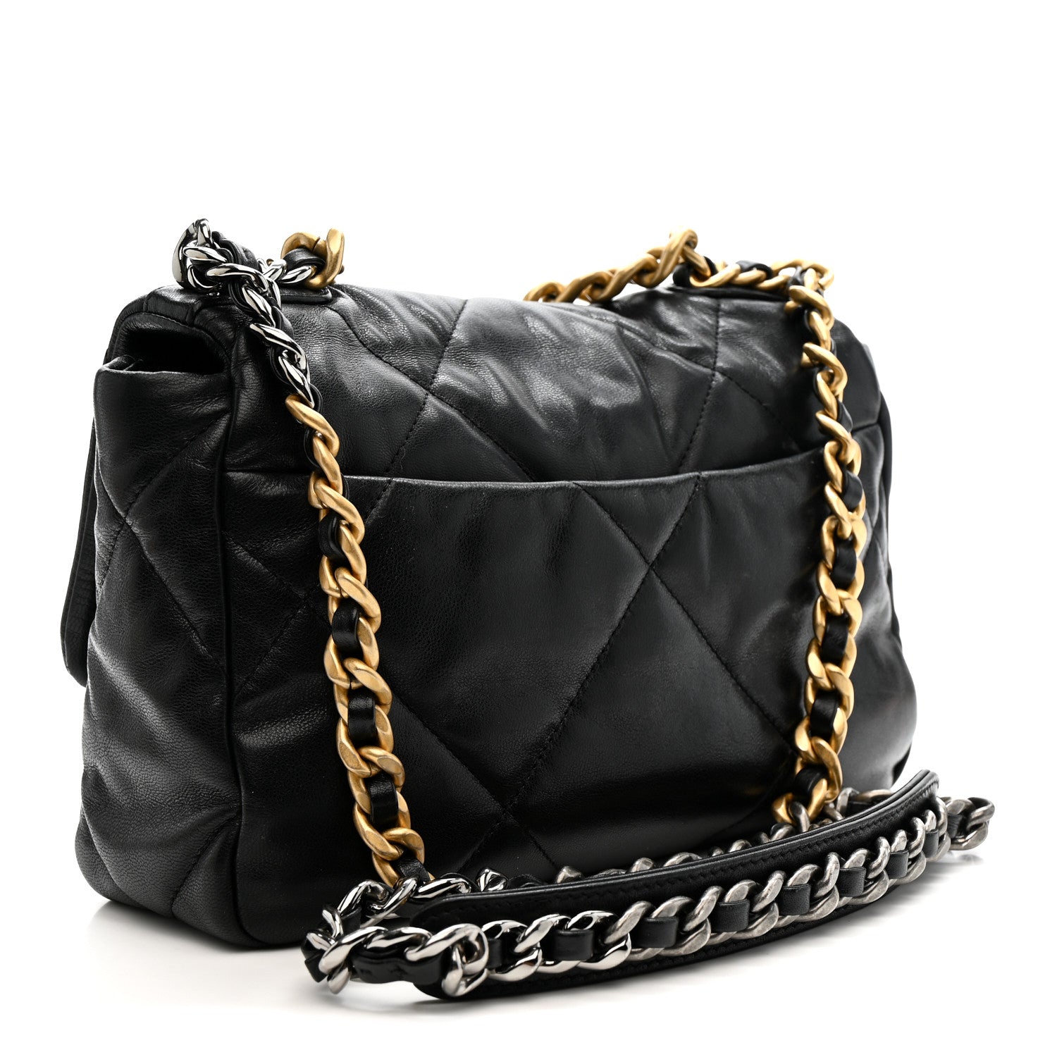 Chanel Goatskin Quilted Medium Chanel 19 Flap Black