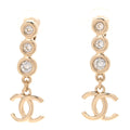 Crystal CC Drop Clip On Earrings Gold