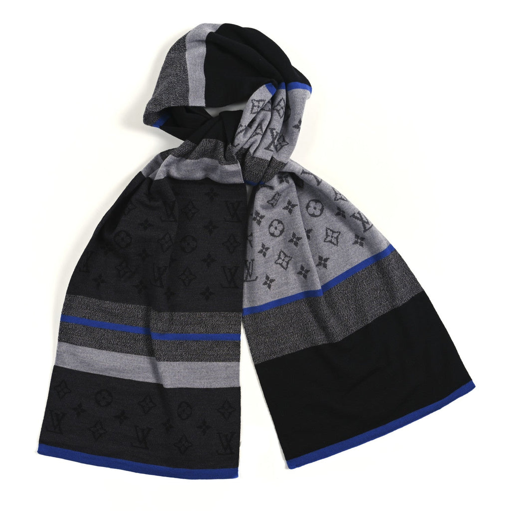 Louis Vuitton Wool Monogram Color Block Scarf Black