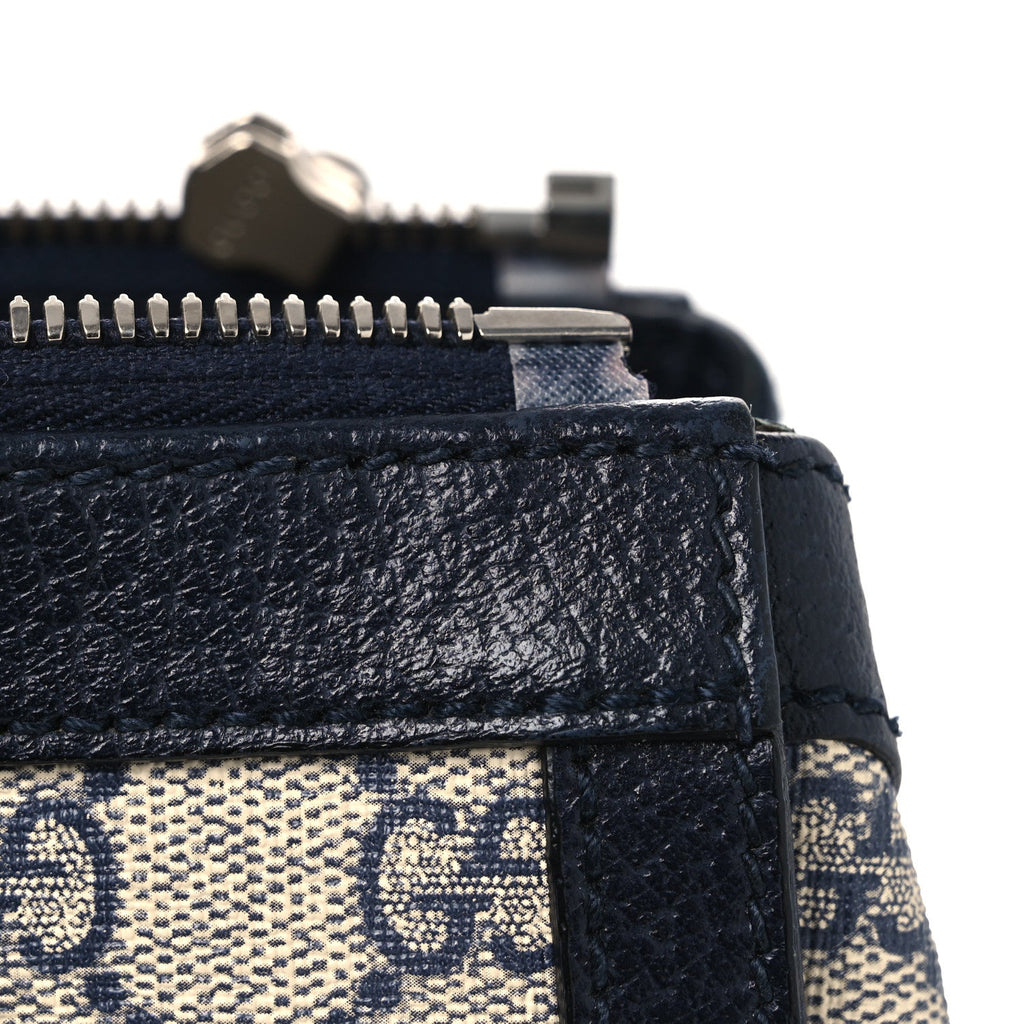 Gucci GG Supreme Monogram Textured Dollar Calfskin Web Small Ophidia Tote Bag Beige Blue