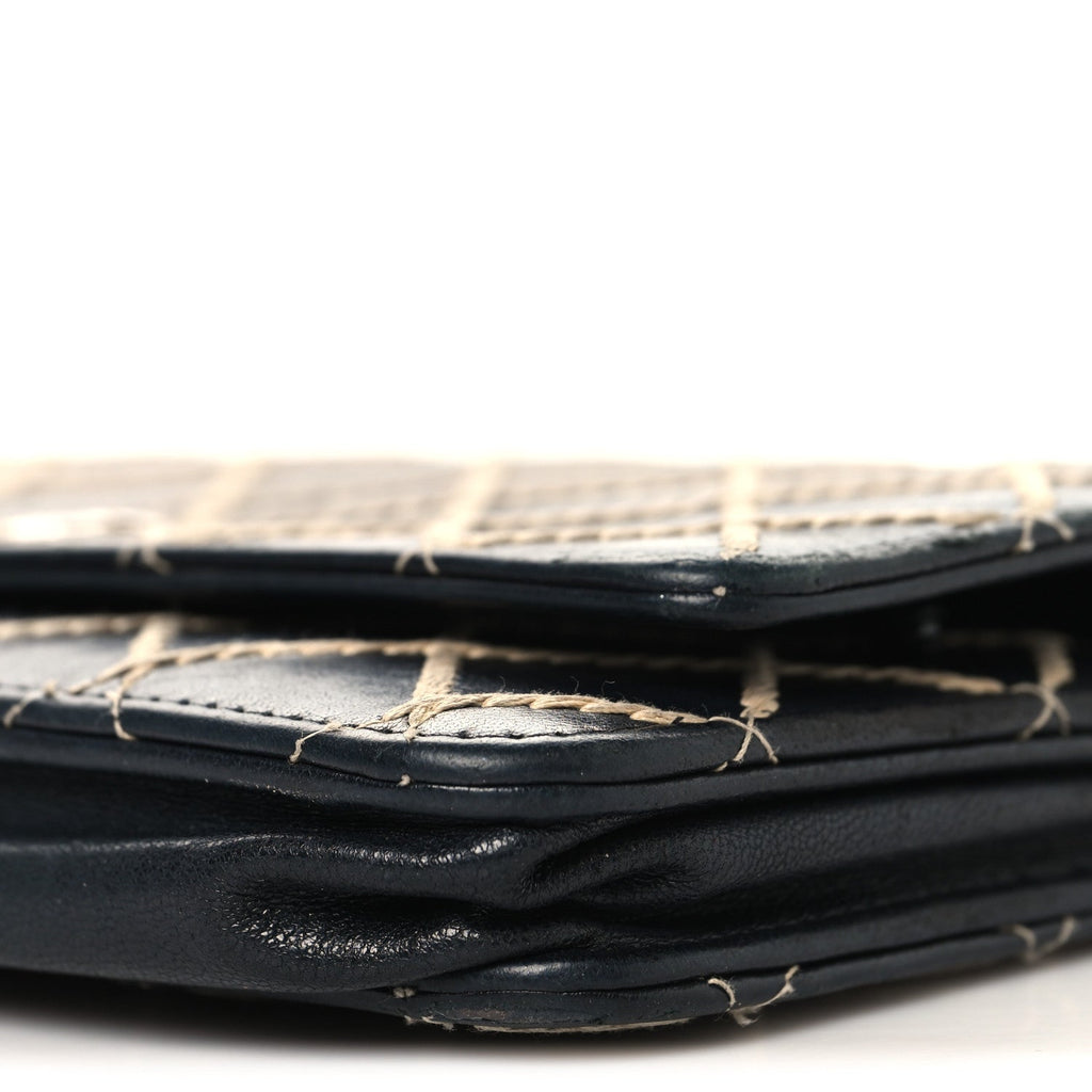 Chanel Calfskin Diamond Stitch Wallet On Chain WOC Black