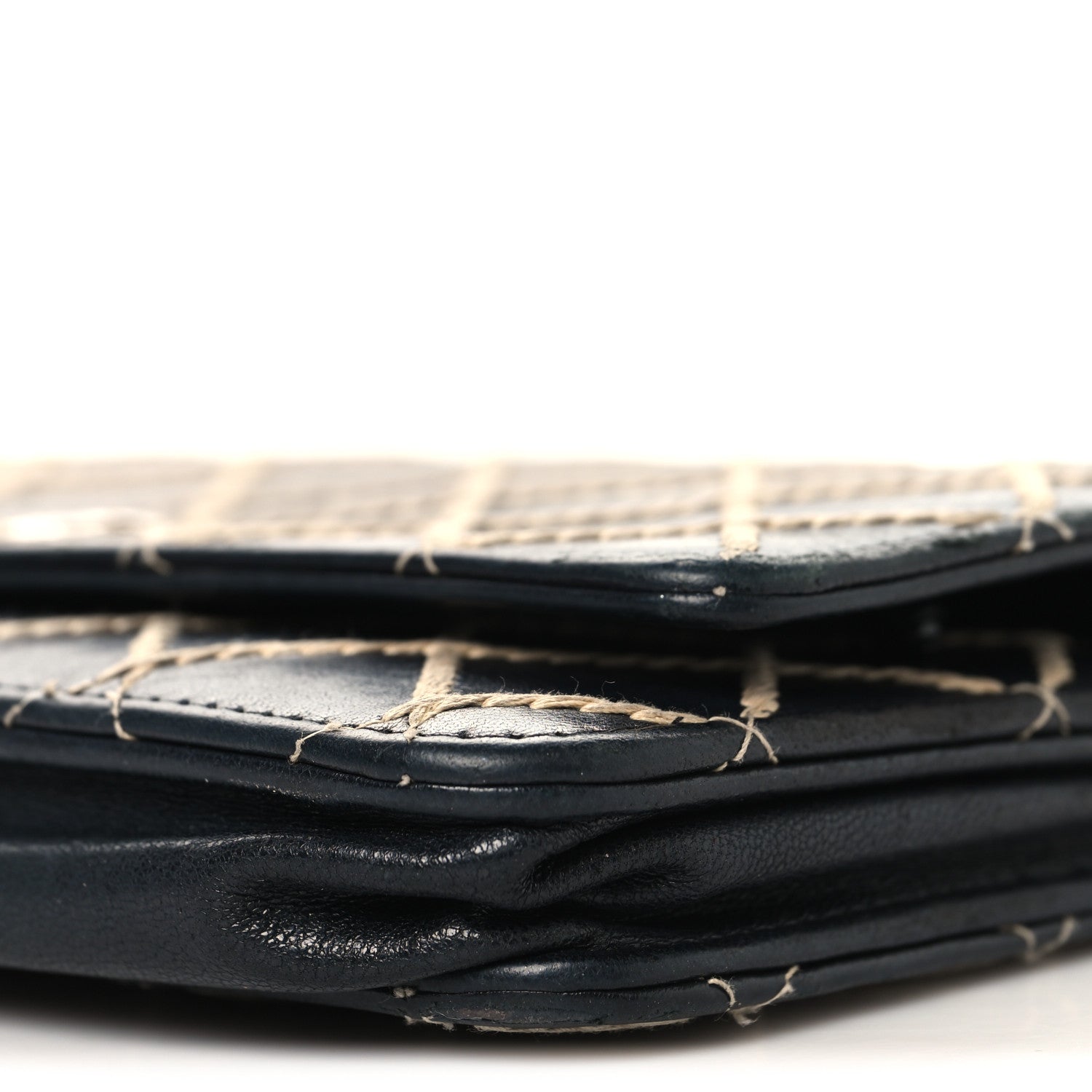 Chanel Calfskin Diamond Stitch Wallet On Chain WOC Black