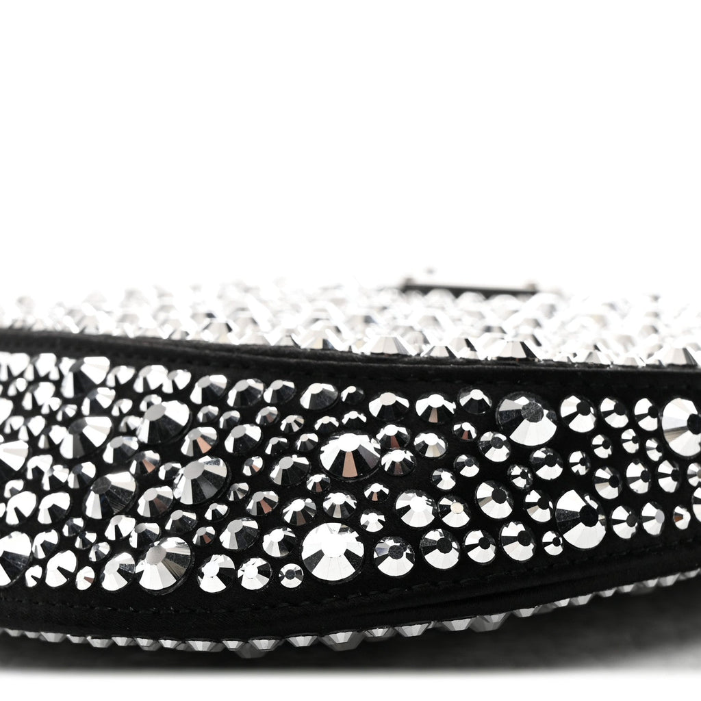 Prada Satin Crystal Cleo Adjustable Strap Shoulder Bag Metal