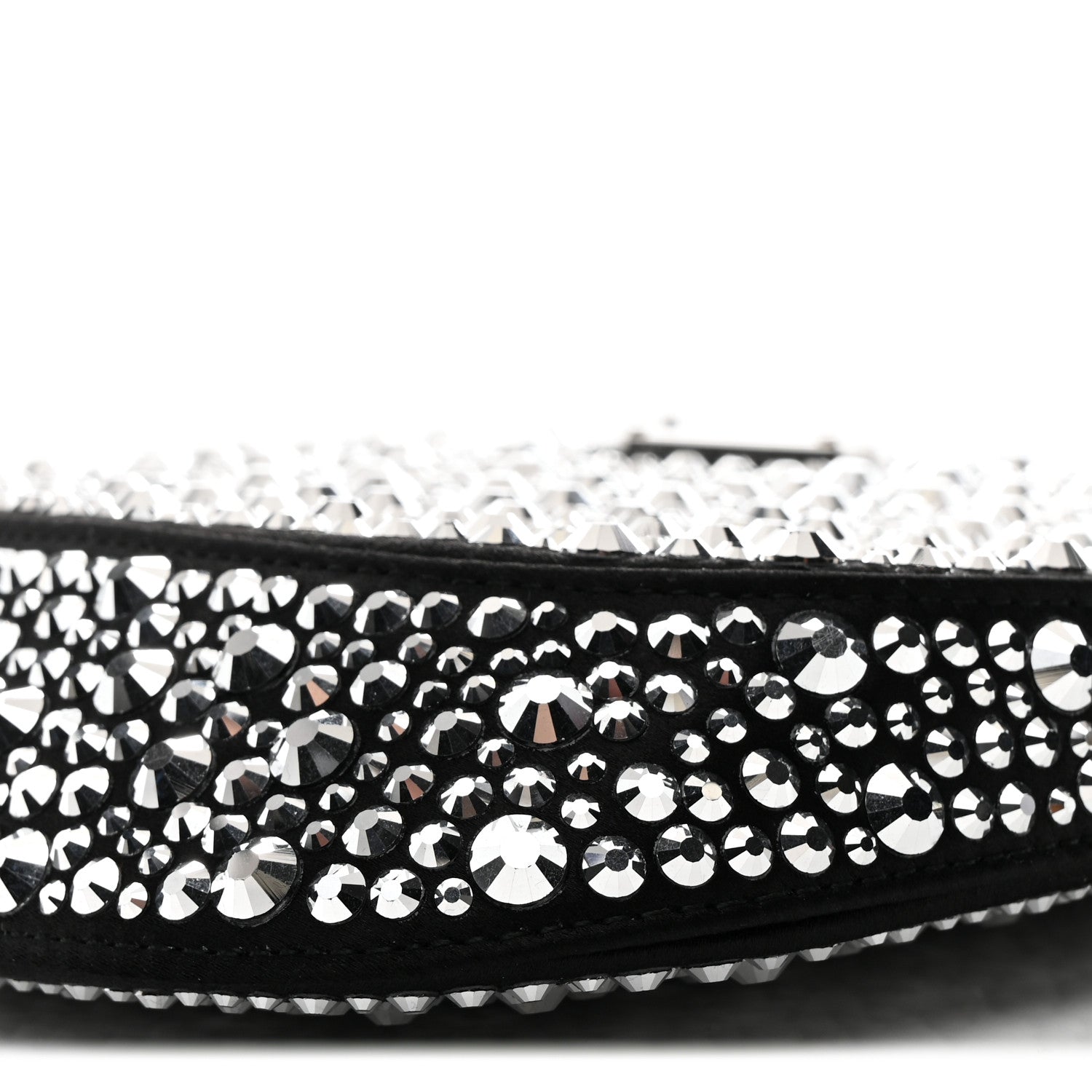 Prada Satin Crystal Cleo Adjustable Strap Shoulder Bag Metal