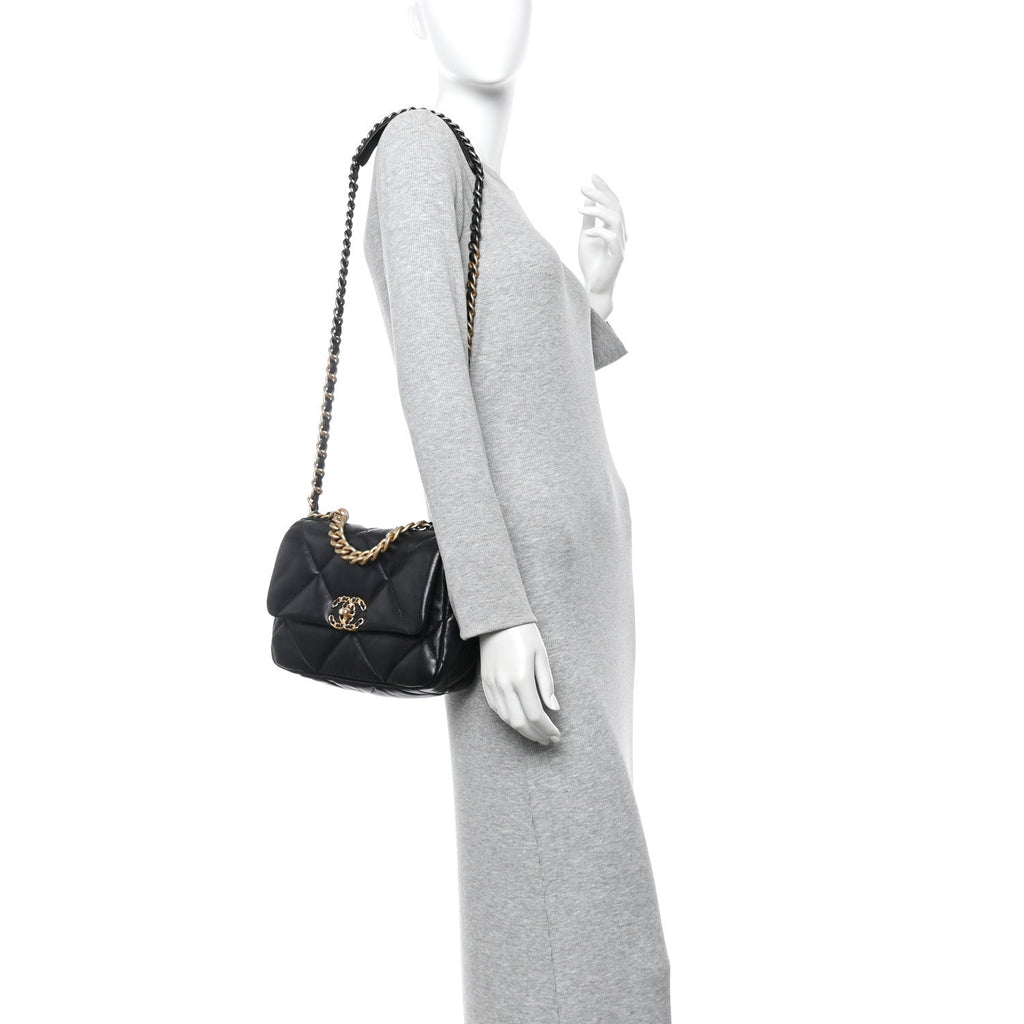 Chanel Lambskin Quilted Medium Chanel 19 Flap Black
