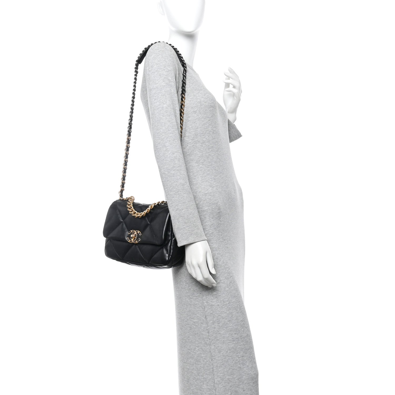 Chanel Lambskin Quilted Medium Chanel 19 Flap Black