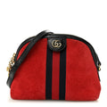 Gucci Suede Patent Web GG Small Ophidia Dome Shoulder Bag Hibiscus Red