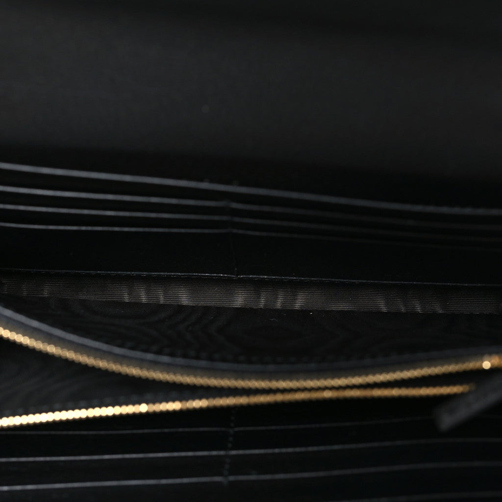 Gucci Roxy Calfskin Blondie Continental Chain Wallet Black