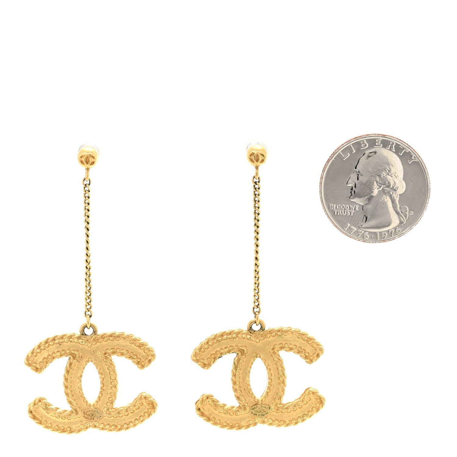 CC Drop Earrings Matte Gold