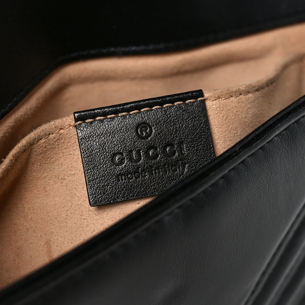 Gucci Calfskin Matelasse Mini GG Marmont Shoulder Bag Black