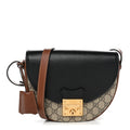 Gucci GG Supreme Monogram Calfskin Small Padlock Messenger Shoulder Bag Beige Black Cuir